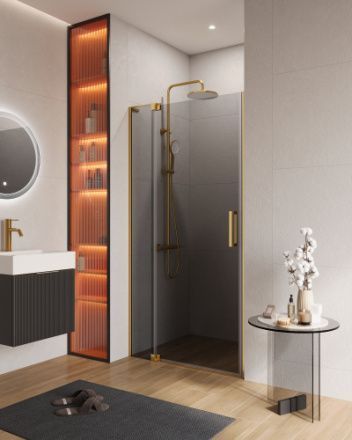 Душевая дверь Cezares SLIDER SLIDER-B-1-90/100-GRIGIO-BORO 90х195 стекло тонированное профиль золото