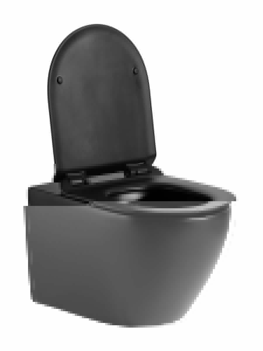 Унитаз подвесной Agger AT03144 черный с сиденьем микролифт каскадный смыв - фото 5