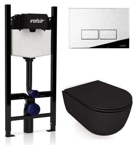 Комплект унитаз с инсталляцией и клавишей смыва Valsir KIT VSCR 7334NEMT Slim P3