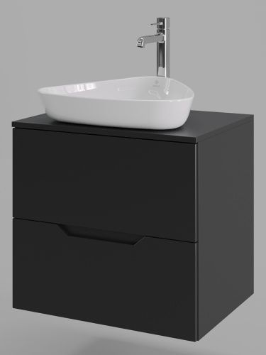 Тумба с раковиной Orange Line Li-60TubMDF+B07-500W 60х50 подвесная цвет черный