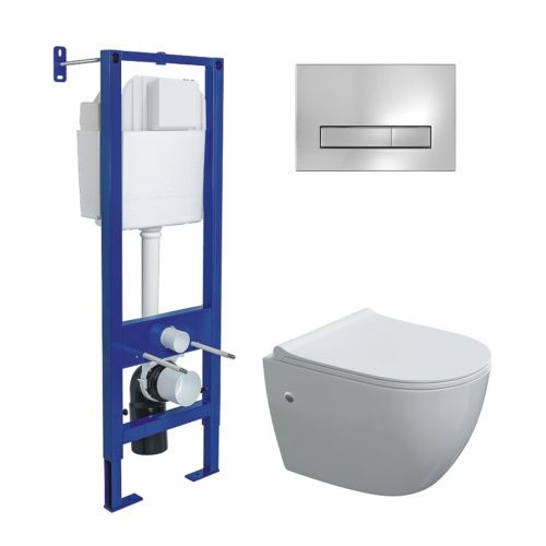 Комплект унитаз с инталляцией и клавишей смыва Berges АТОМ Line 042447