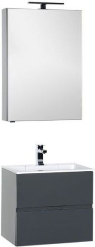 Комплект мебели: тумба с раковиной + зеркало-шкаф Aquanet Алвита 00184576 60х50 подвесной цвет серый