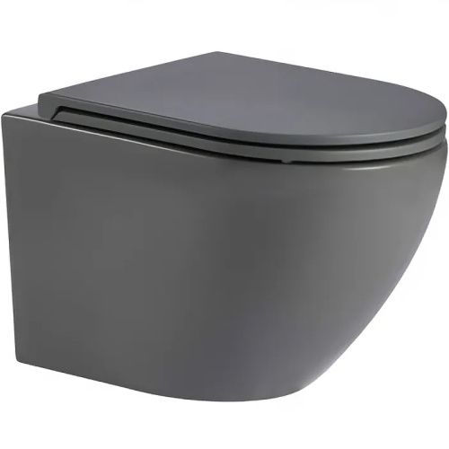 Унитаз подвесной WeltWasser 10000009941 серый с сиденьем микролифт безободковый смыв торнадо
