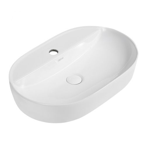 Раковина из сантехнического фаянса Abber BEQUEM AC2113 60х40 накладная цвет белый 1 отверстие под смеситель