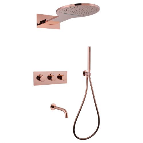 Душевая система Abber AF8150RG встраиваемая в стену цвет золото с термостатом