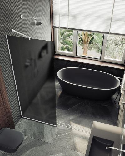 Душевая перегородка Maybah Glass MGD-1356-1у 100х195 стекло тонированное профиль белый