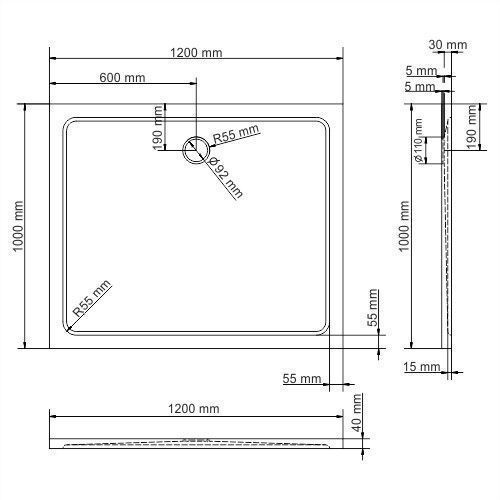 Душевой поддон из искусственного камня Wasserkraft Berkel 48T 48T10 120х100 белый - фото 3
