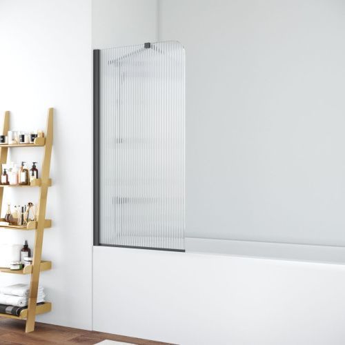 Душевая шторка на ванну Vegas-Glass EV+EV NOVO ST EV ST NOVO 76 02М Moru L 75х140 стекло рифленое профиль черный ориентация левая