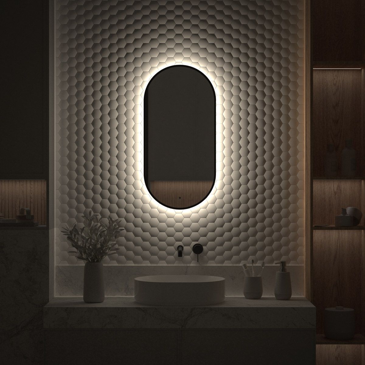 Зеркало с подсветкой Defesto AURA DF 2922R 40х80 подвесное - фото 5