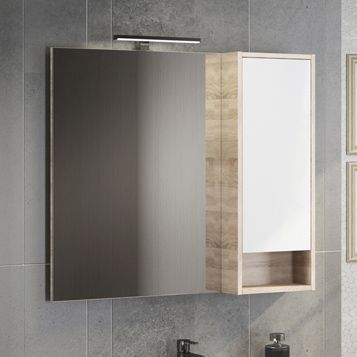 Зеркало-шкаф Comforty Гамбург 00004142227CF 90х80 подвесной цвет бежевый/белый