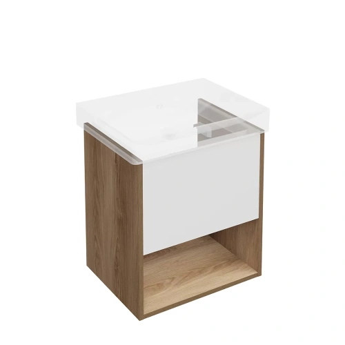 Тумба под раковину Kerama Marazzi PRO PRO.55.1\OLM 50х40 подвесная цвет белый/коричневый