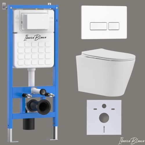 Комплект унитаз с инталляцией и клавишей смыва Iberica Blanca BURGOS ALTO IB001.BRA.231.211