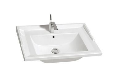 Раковина из сантехнического фаянса CeramaLux 840-60 60х50 встраиваемая цвет белый 1 отверстие под смеситель - фото 2