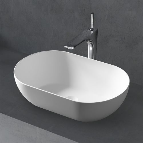 Раковина из искусственного камня Abber STEIN AS2611 60х30 накладная цвет белый без отверстий под смеситель