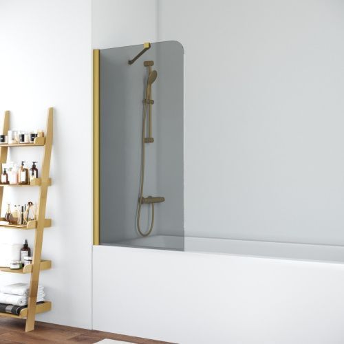 Душевая шторка на ванну Vegas-Glass EV+EV NOVO ST EV ST NOVO 76 03 07 75х140 стекло тонированное профиль золото ориентация универсальная