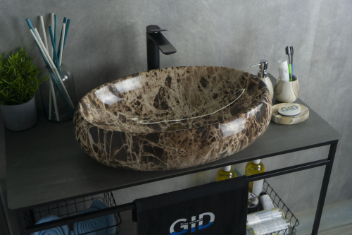 Раковина керамическая Gid Lago 54409 60х40 накладная цвет многоцветный без отверстий под смеситель