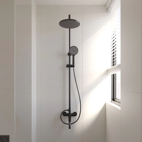 Душевая стойка Veconi TURI TU-100-B-C4 настенная цвет черный