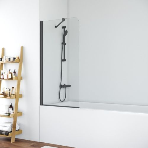 Душевая шторка на ванну Vegas-Glass EV+EV NOVO ST EV ST NOVO 76 02М crystalvision 75х140 стекло прозрачное профиль черный ориентация универсальная