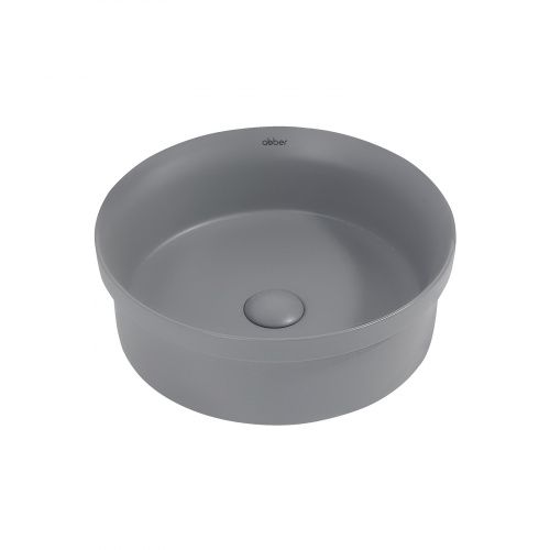 Раковина из сантехнического фаянса Abber BEQUEM AC2103MG 40х40 накладная цвет серый без отверстий под смеситель