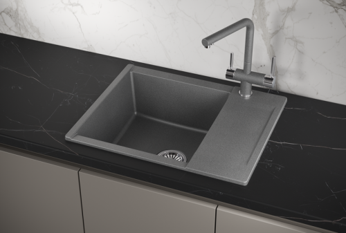 Кухонная мойка Granula 6202, ГРАФИТ 60х50 цвет серый поверхность матовая