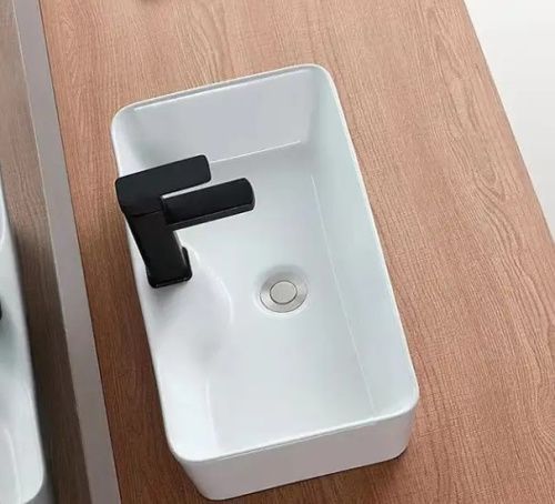 Раковина из сантехнического фаянса CeramaLux 7291-1 50х30 накладная цвет белый 1 отверстие под смеситель