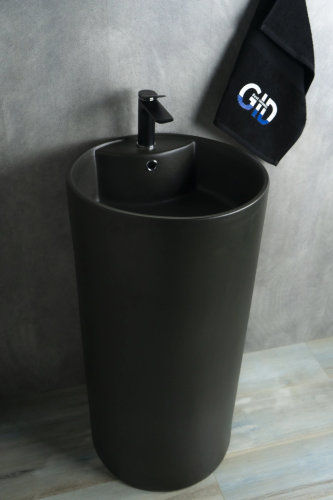 Раковина керамическая Gid Autonomo 81109 50х50 напольная цвет черный 1 отверстие под смеситель