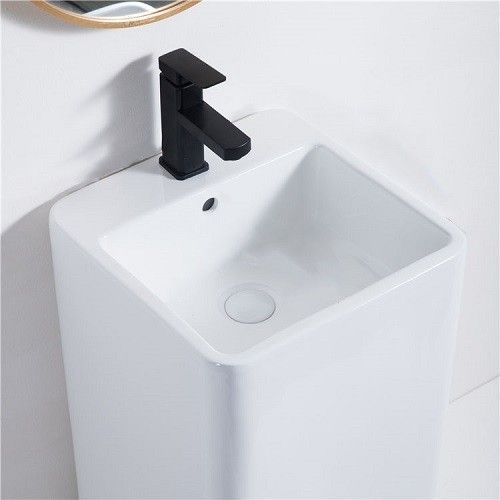 Раковина из сантехнического фаянса CeramaLux P7004L 40х40 напольная цвет белый 1 отверстие под смеситель - фото 4