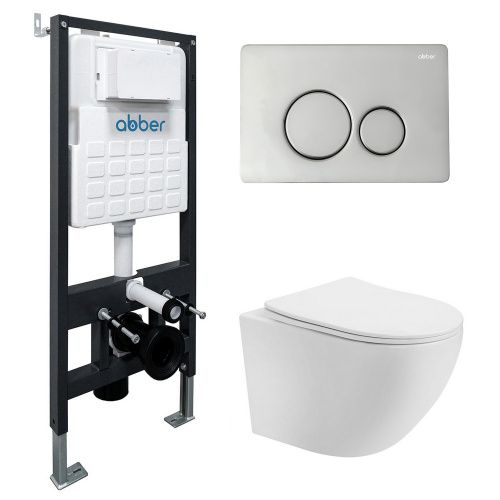 Комплект сантехническая инсталляция с клавишей смыва Abber Bequem AC1100T-AC0105-AC0121