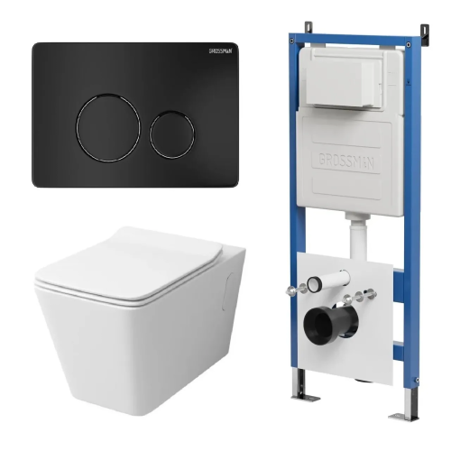 Инсталляция + кнопка смыва + унитаз Grossman Galaxy 97.4414S.05.21M