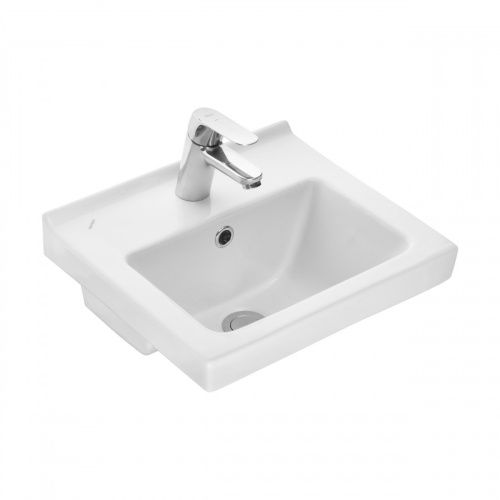 Раковина из сантехнического фарфора Santeri Визит 131177S0011B0 40х40 подвесная цвет белый 1 отверстие под смеситель