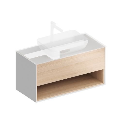 Тумба под раковину Kerama Marazzi PLAZA PLB.M.100.1\OAK.V 100х50 подвесная цвет коричневый/белый