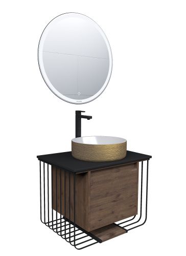 Раковина из сантехнического фаянса Grossman COLOR GR-5010GW 40х40 накладная цвет белый/золото