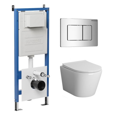 Инсталляция + кнопка смыва + унитаз Grossman Classic 97.4478BMS.04.10M