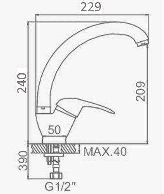 Смеситель для кухни D-Lin D150403-6 на мойку хром - фото 2