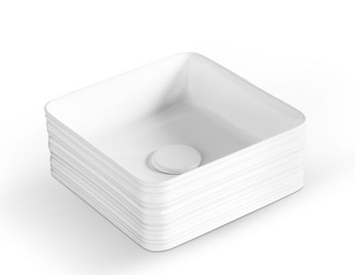 Раковина из сантехнического фарфора Milleau GLACE MU0051-GW 40х40 накладная цвет белый без отверстий под смеситель