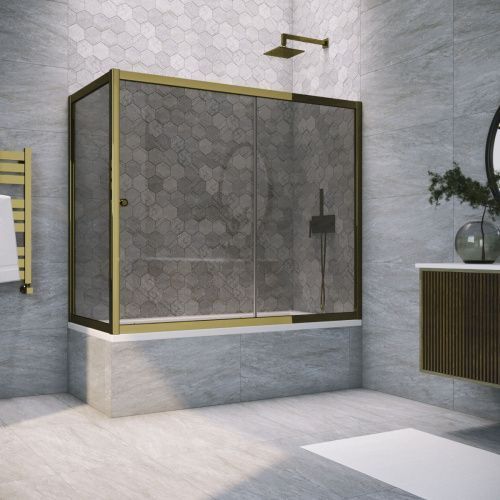 Душевая шторка на ванну Vegas-Glass ZV+ZVF TUR+NOVO ZV+ZVF TUR NOVO 190*90 05 07 190х140 стекло тонированное профиль бронза ориентация универсальная