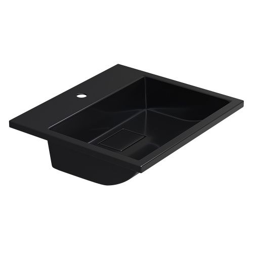 Раковина из искусственного камня Uperwood Barsa 3939193460 50х50 полувстраиваемая цвет черный