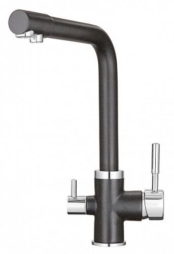 Смеситель для кухни Granula 2015 Чёрный+АКС-002 на мойку черный