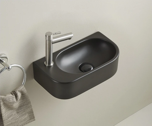 Раковина керамическая Gid Suspendido 62204R 40х20 подвесная цвет черный 1 отверстие под смеситель