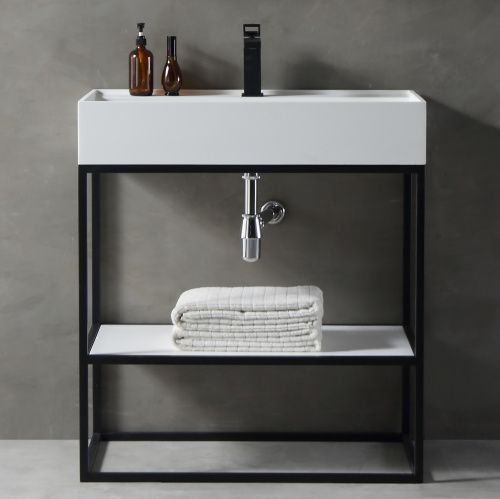 Консоль с раковиной Abber AS2630 80х50 напольная цвет черный