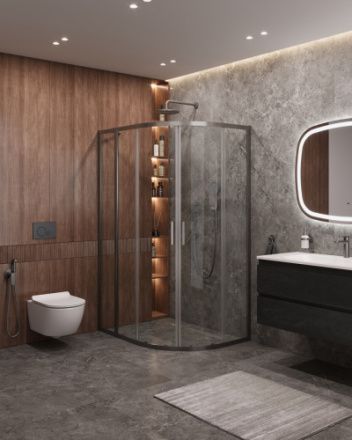 Душевой уголок Cezares MOLVENO MOLVENO-RH-2-120/90-C-GM-IV 120х90 стекло прозрачное профиль оружейная сталь без поддона