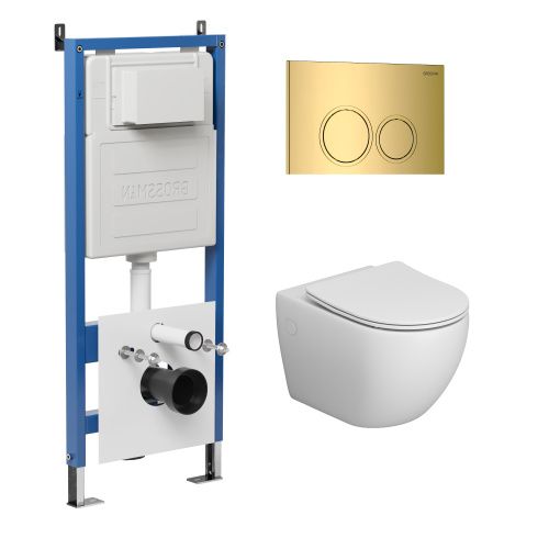 Инсталляция + кнопка смыва + унитаз Grossman Galaxy 97.4411S.01.300