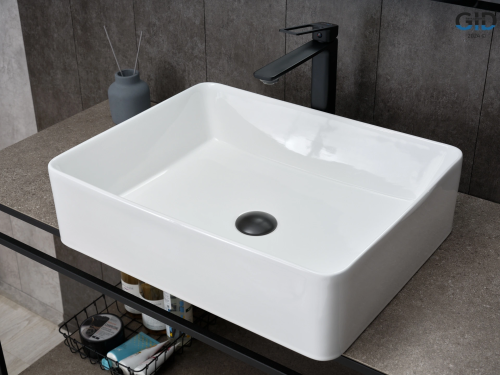 Раковина керамическая Gid Geométrico 51236 50х40 накладная цвет белый без отверстий под смеситель