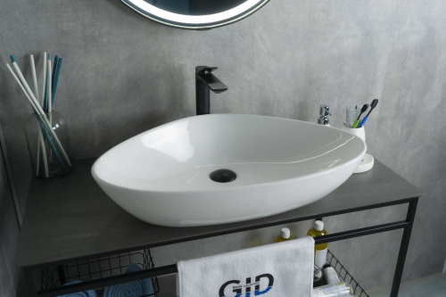 Раковина керамическая Gid Creativo 51117 70х40 накладная цвет белый без отверстий под смеситель