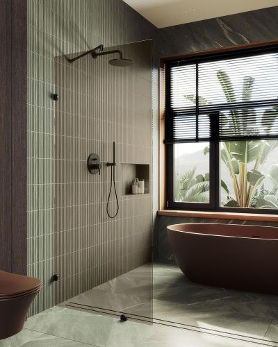 Душевая перегородка Maybah Glass MGD-264-6 100х195 стекло тонированное профиль черный