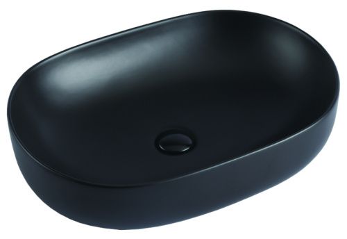 Раковина из сантехнического фаянса Azario AZ-78326MB 60х40 накладная цвет черный без отверстий под смеситель