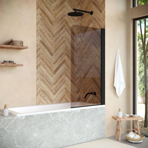 Душевая шторка на ванну Vegas-Glass EV+EV NOVO EV NOVO 70 02М 05 70х140 стекло тонированное профиль черный ориентация универсальная