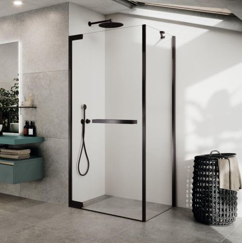 Душевая перегородка Novellini N180 N180FG100-1N 100х200 стекло прозрачное профиль черный