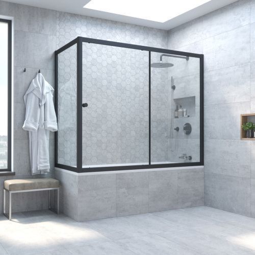 Душевая шторка на ванну Vegas-Glass ZV+ZVF TUR+NOVO ZV+ZVF NOVO 190*90 02М crystalvision 190х140 стекло прозрачное профиль черный ориентация универсальная