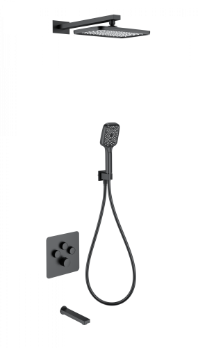 Душевая система Wonzon & Woghand WW-B4005-MB встраиваемая в стену цвет черный с термостатом